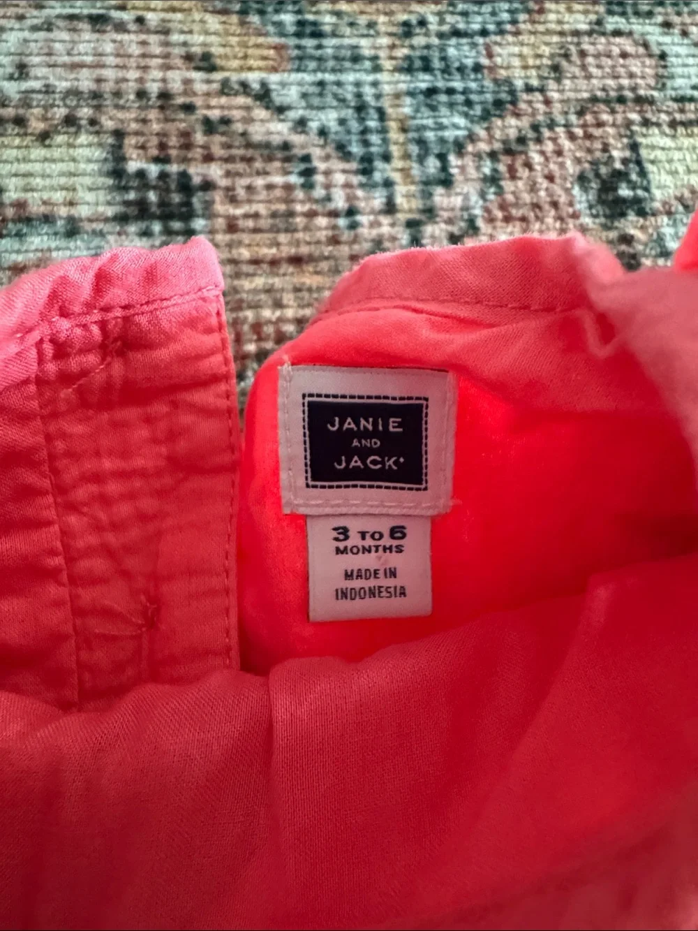 Janie & Jack Coral Pink Baby Two-Piece Set - Smocked Top & Bloomers